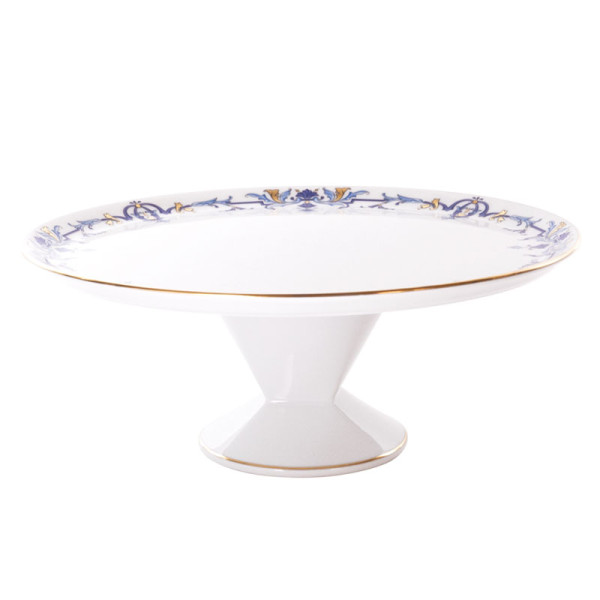 Plat à tarte sur pied HAVILAND Marthe Ritz Paris en porcelaine 31.5cm