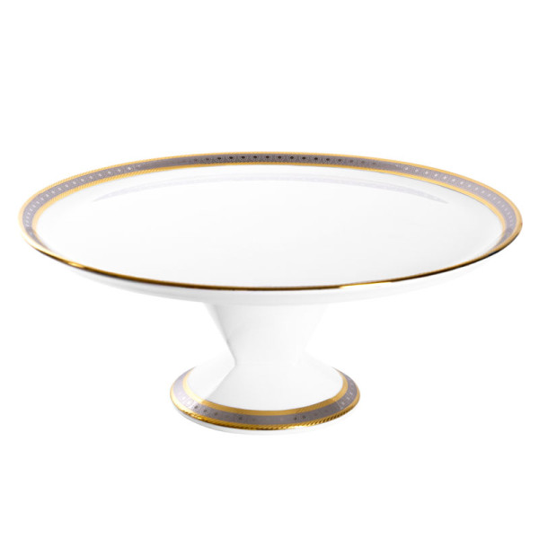 Plat à tarte sur pied HAVILAND Place Vendôme en porcelaine 31.5cm