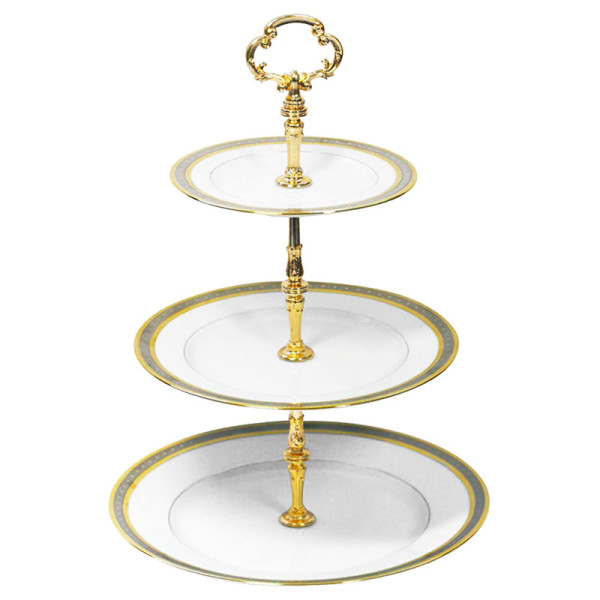 Plat serviteur à 3 étages HAVILAND Vieux Paris en porcelaine