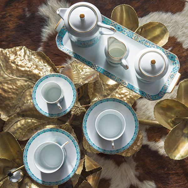 Plat à cake HAVILAND Portofino en porcelaine 39cm