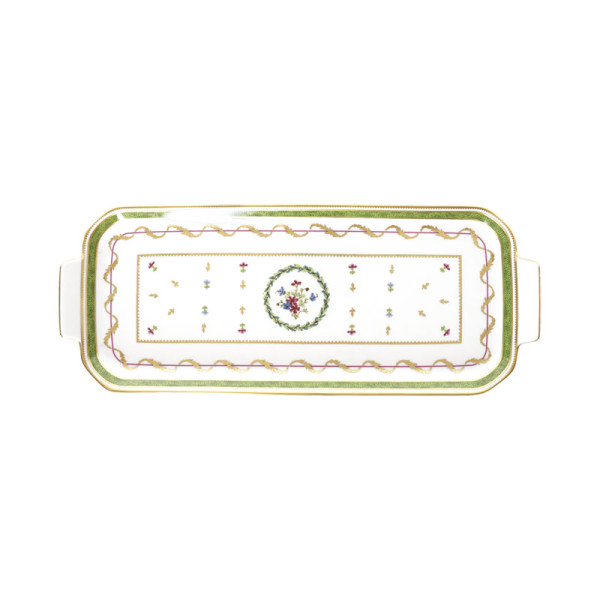 Plat à cake HAVILAND Rêves du Nil vert platine en porcelaine 39cm