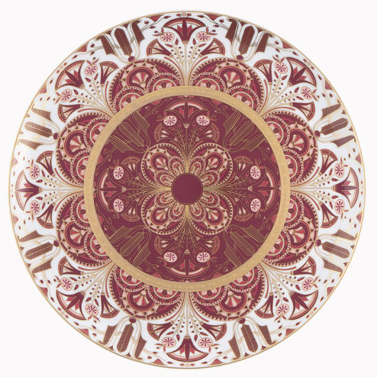 Plat à tarte rond HAVILAND Rêves du Nil pourpre or en porcelaine 32cm