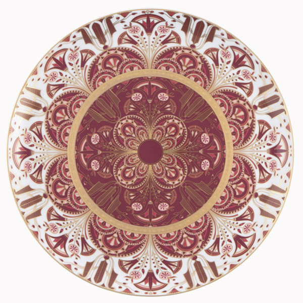 Plat à tarte rond HAVILAND Rêves du Nil pourpre or en porcelaine 32cm