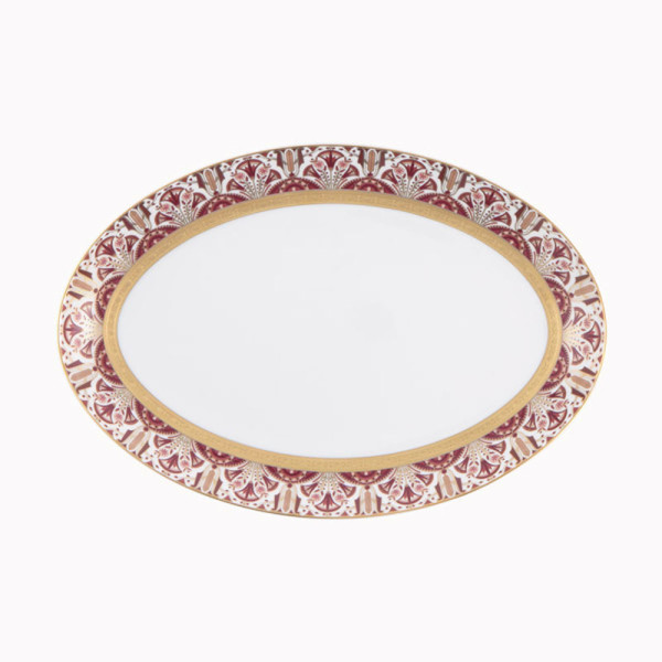 Plat ovale HAVILAND Rêves du Nil pourpre or en porcelaine 33cm