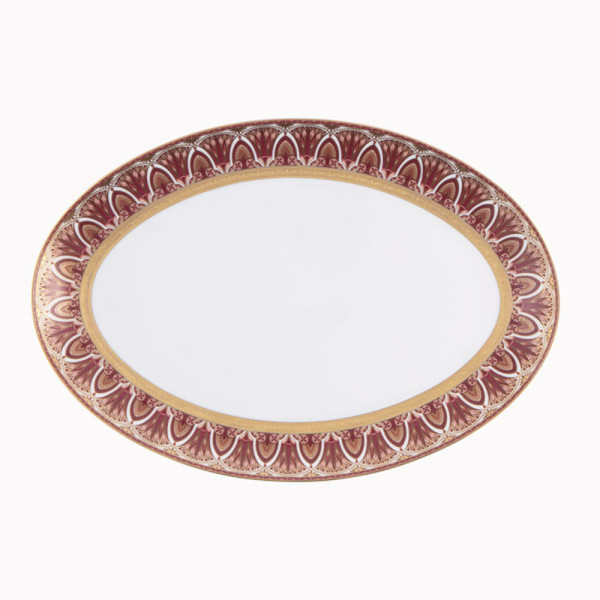Plat ovale HAVILAND Rêves du Nil pourpre or en porcelaine 38cm