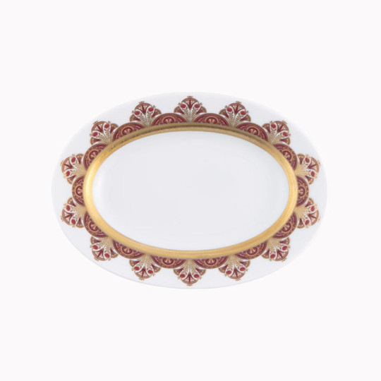 Plat ravier HAVILAND Rêves du Nil pourpre or en porcelaine 23x16.5cm