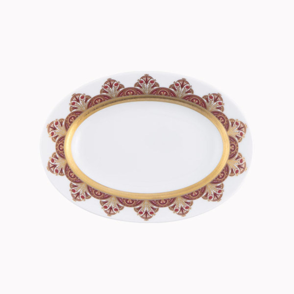 Plat ravier HAVILAND Rêves du Nil pourpre or en porcelaine 23x16.5cm