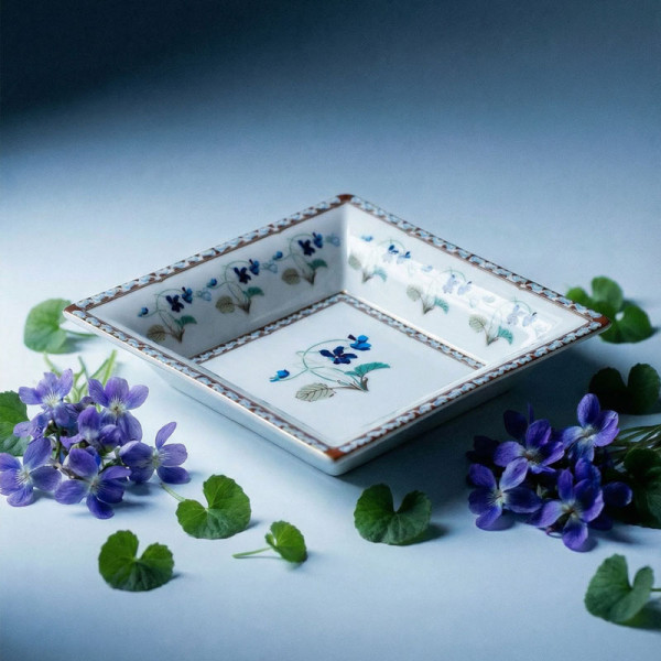 Vide-poches HAVILAND Impératrice Eugénie en porcelaine 18.5x18.5cm