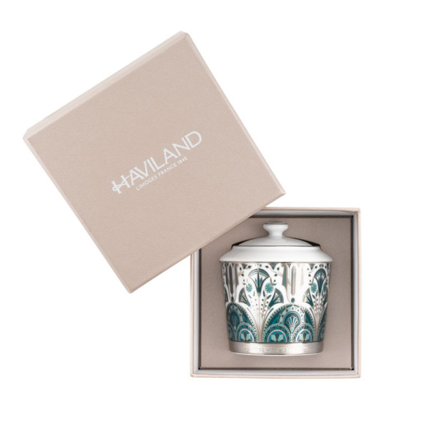 Sucrier HAVILAND Rêves du Nil vert platine en porcelaine 25cl