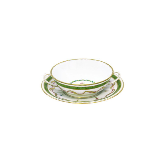 Bol et soucoupe bouillon HAVILAND Vieux Paris en porcelaine 15cl