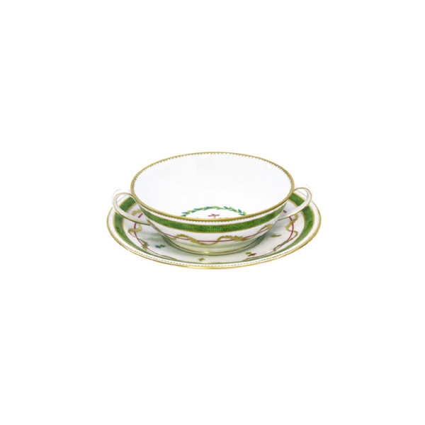 Bol et soucoupe bouillon HAVILAND Vieux Paris en porcelaine 15cl
