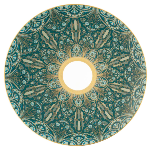 Assiette de présentation HAVILAND Rêves du Nil vert or en porcelaine 32cm