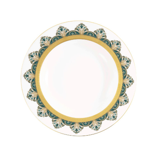 Assiette creuse à aile HAVILAND Rêves du Nil vert or en porcelaine 23.5cm