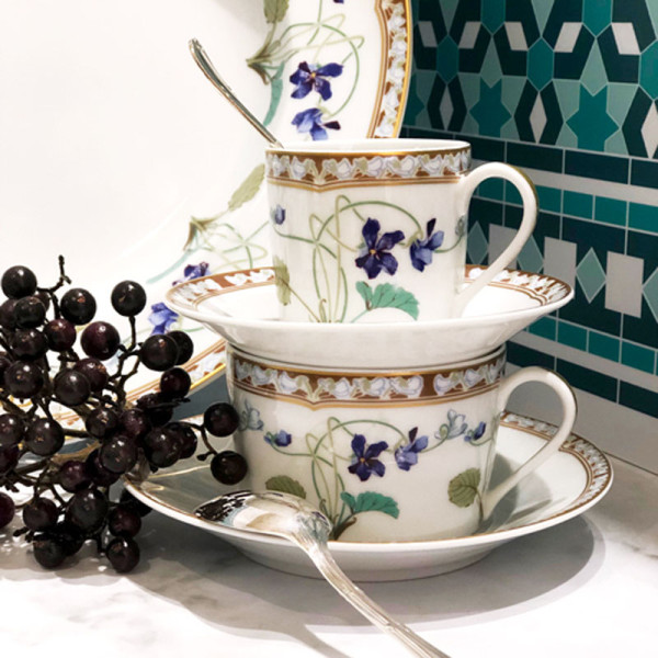 Tasse et soucoupe café HAVILAND Impératrice Eugénie en porcelaine 7.5cl