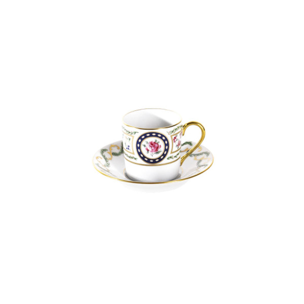 Tasse et soucoupe café HAVILAND Louveciennes en porcelaine 7.5cl