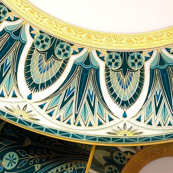 Tasse et soucoupe café HAVILAND Rêves du Nil vert or en porcelaine 7.5cl