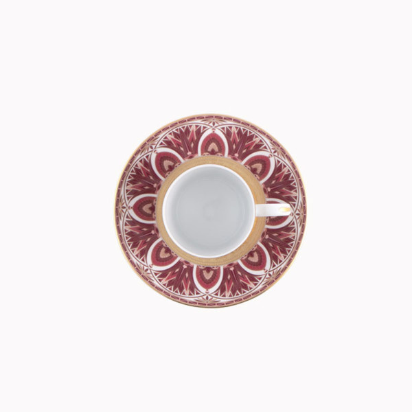 Tasse et soucoupe thé HAVILAND Rêves du Nil vert or en porcelaine 14cl
