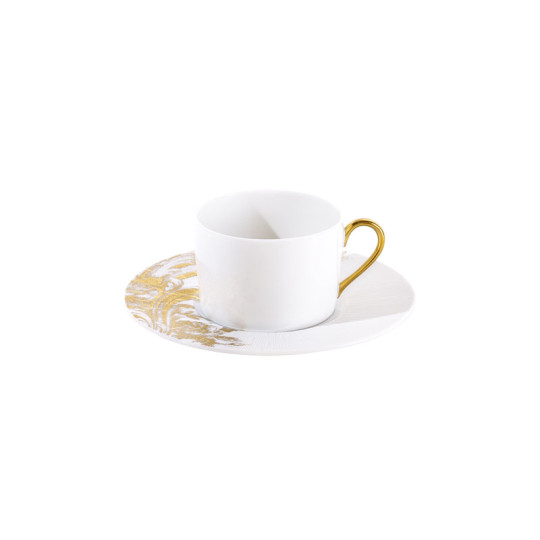 Tasse et soucoupe thé HAVILAND Stanislas Or en porcelaine 15cl