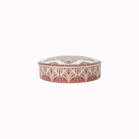 Bonbonnière HAVILAND Rêves du Nil pourpre or en porcelaine grand modèle