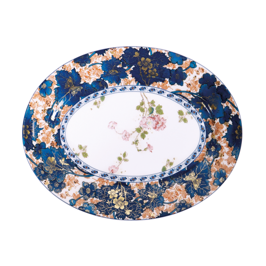 Plat ovale HAVILAND Dammouse en porcelaine 40x31.5cm