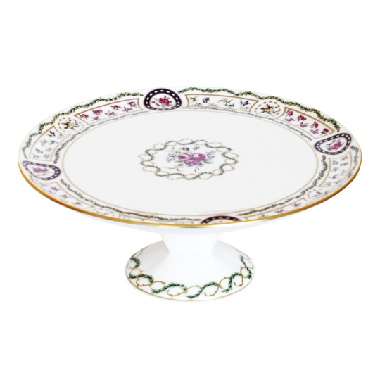Plat à tarte sur pied HAVILAND Louveciennes en porcelaine 31.5cm