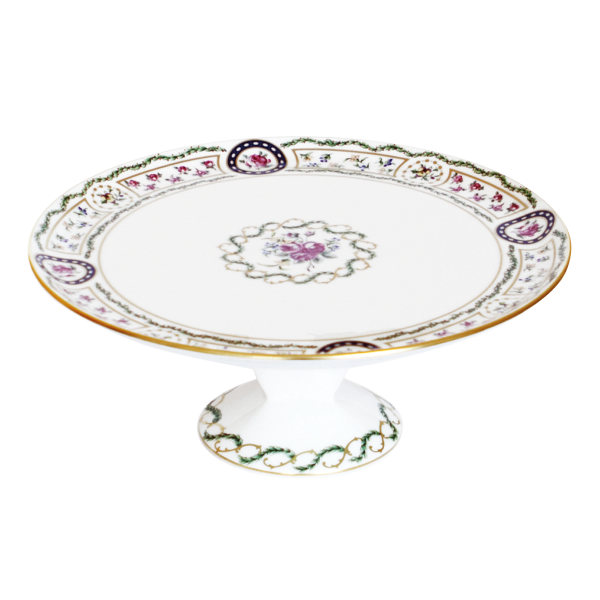 Plat à tarte sur pied HAVILAND Louveciennes en porcelaine 31.5cm