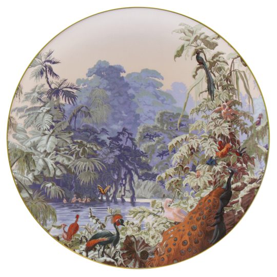 Assiette de présentation HAVILAND Le Brésil - Manufacture Zuber en porcelaine 32cm