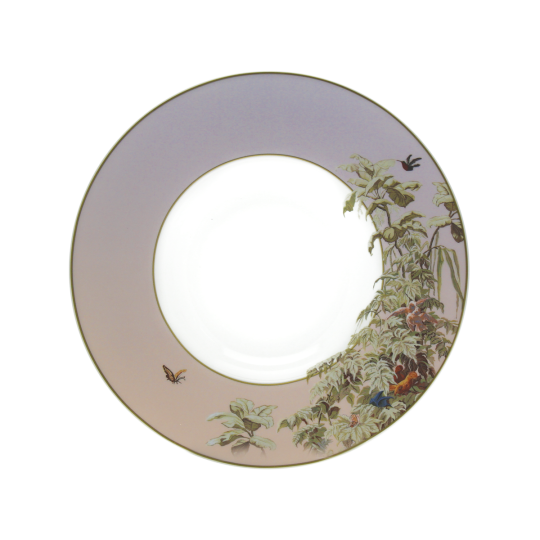Assiette creuse à aile HAVILAND Le Brésil - Manufacture Zuber en porcelaine 28.5cm