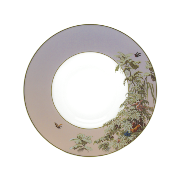 Assiette creuse à aile HAVILAND Le Brésil - Manufacture Zuber en porcelaine 28.5cm