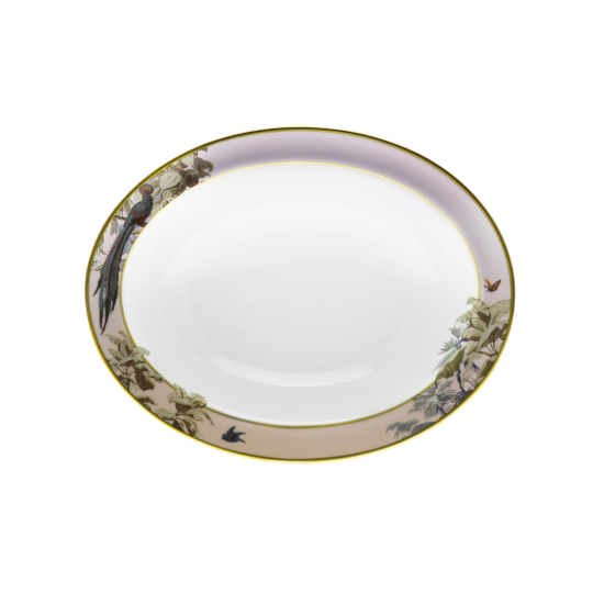Plat compotier HAVILAND Le Brésil - Manufacture Zuber en porcelaine 23.5x18.5cm