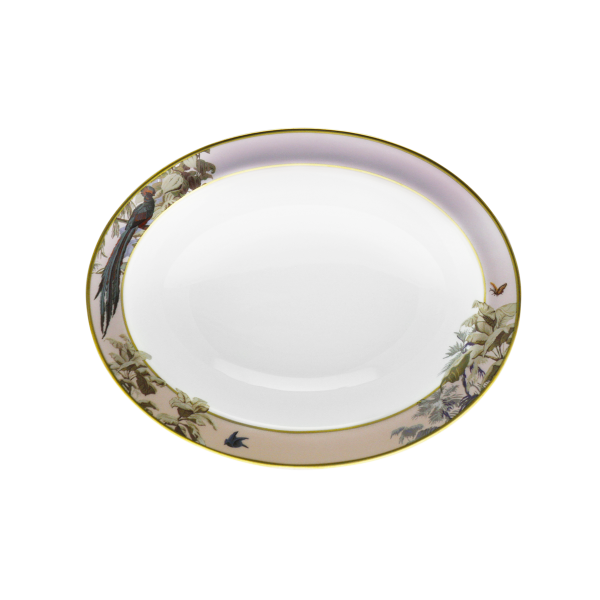 Plat compotier HAVILAND Le Brésil - Manufacture Zuber en porcelaine 23.5x18.5cm