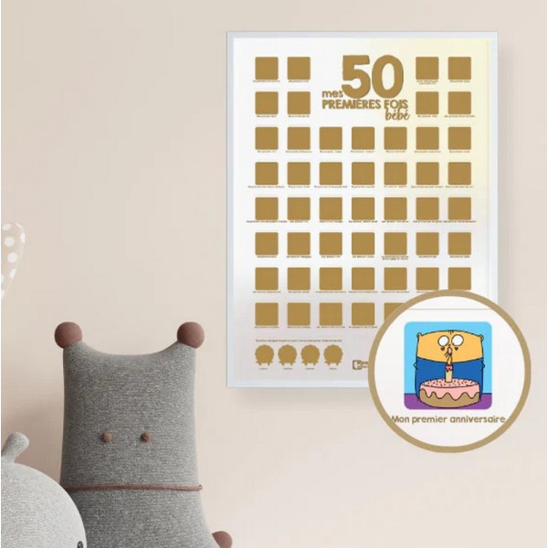 Poster à gratter PAG "50 premières fois de bébé" format 30x40cm
