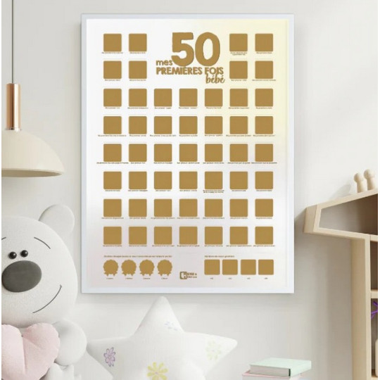 Poster à gratter PAG "50 premières fois de bébé" format 30x40cm