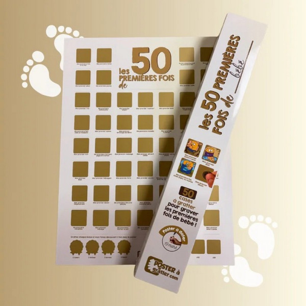 Poster à gratter PAG "50 premières fois de bébé" format 30x40cm