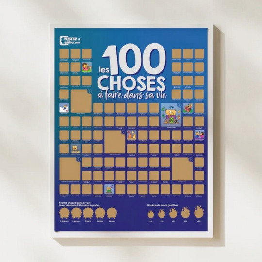 Poster à gratter olfactif PAG "100 choses à faire dans sa vie" format 40x50cm
