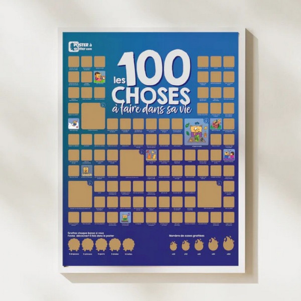 Poster à gratter olfactif PAG "100 choses à faire dans sa vie" format 40x50cm