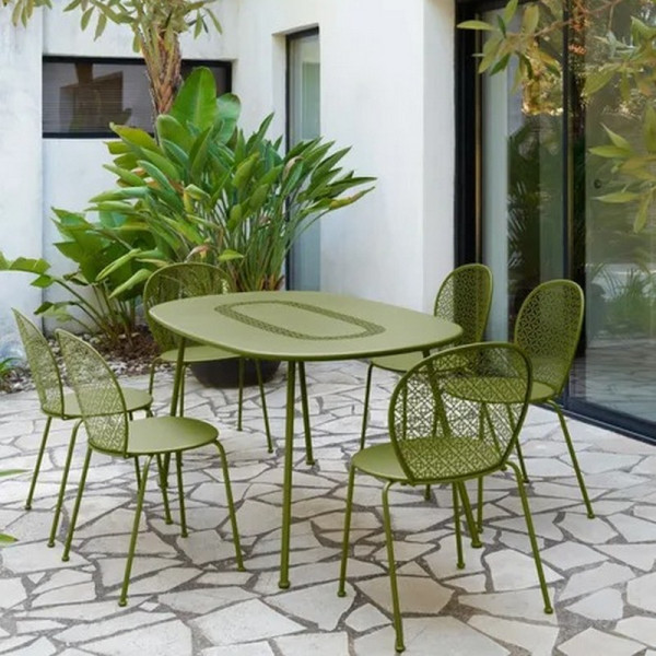 Table à manger ovale FERMOB Lorette 160x90cm en métal - 26 coloris