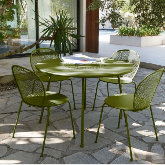 Table à manger ronde FERMOB Lorette 110cm en métal - 25 coloris