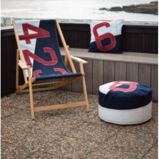 Pouf solo 727 SAILBAGS Navy rouge D.54cm