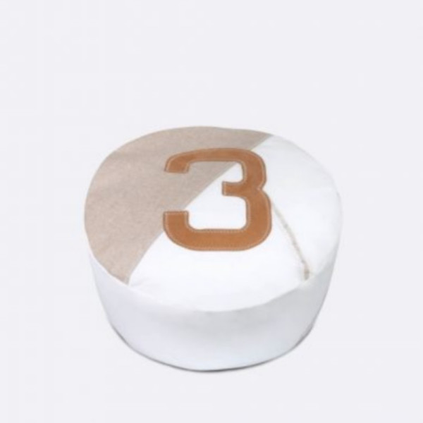 Pouf solo 727 SAILBAGS Lin et cuir ambre D.54cm