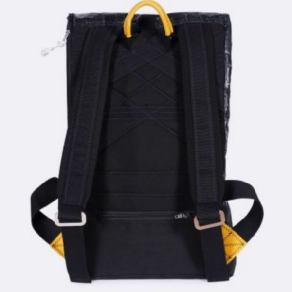 Sac à dos 727 SAILBAGS Dinghy noir et cuir moutarde