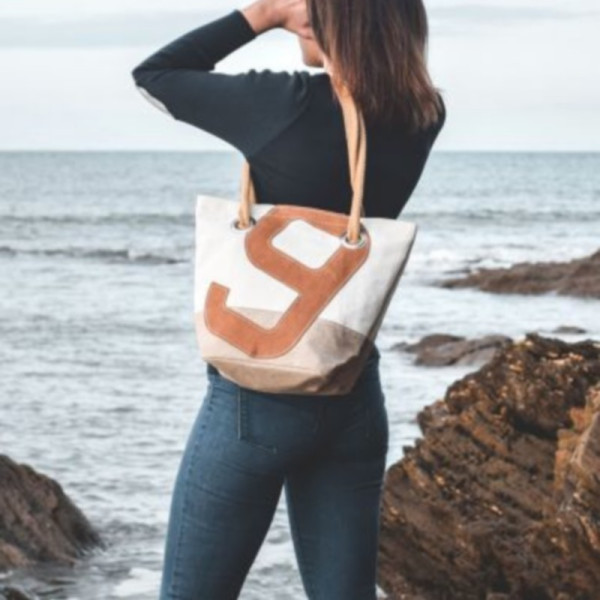 Sac à main 727 SAILBAGS Légende lin et cuir Ambre
