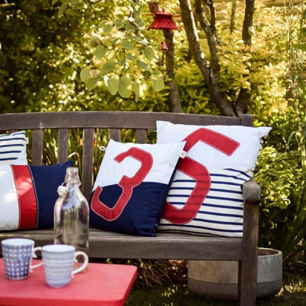 Coussin carré 727 SAILBAGS Navy rouge 40x40cm