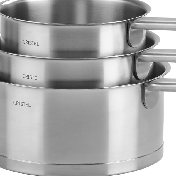 Batterie de 3 casseroles Cristel Strate en inox - 16 18 et 20cm