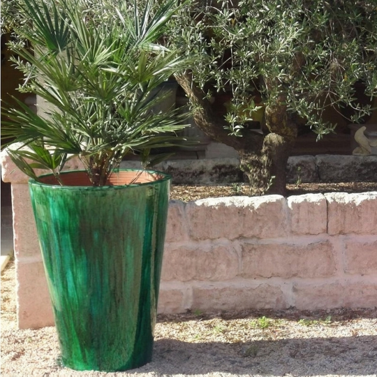 Vase TERRE FIGUIERE Cosmos n°2 émaillé vert poterie H.85cm