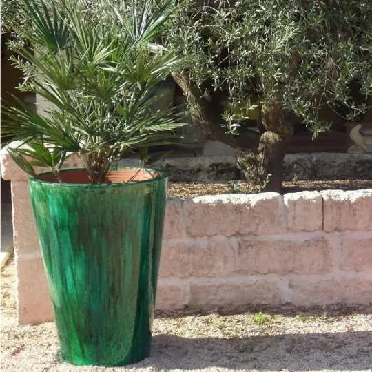 Vase TERRE FIGUIERE Cosmos n°2 émaillé vert poterie H.85cm