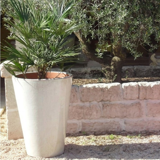 Vase TERRE FIGUIERE Cosmos n°2 émaillé ivoire poterie H.85cm