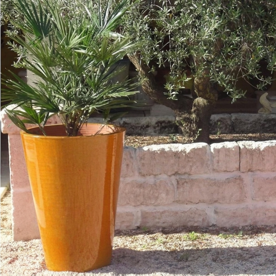 Vase TERRE FIGUIERE Cosmos n°2 émaillé miel poterie H.85cm