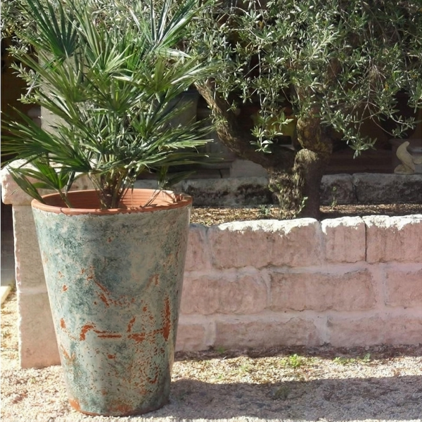 Vase TERRE FIGUIERE Cosmos n°2 bleu antica poterie H.85cm