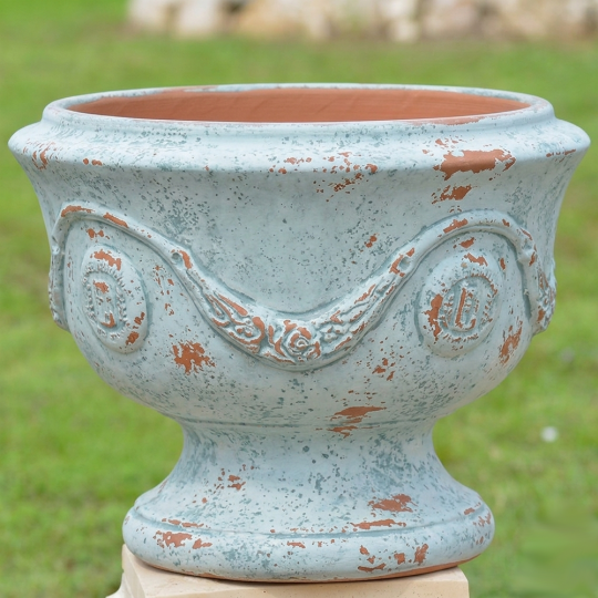 Coupe d'Anduze TERRE FIGUIERE Bleu Antica poterie H.48cm